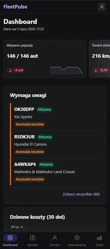 FleetPulse: dashboard (mobile)