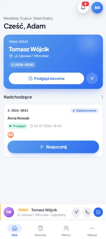 ServiceFlow: PWA technika (mobile)